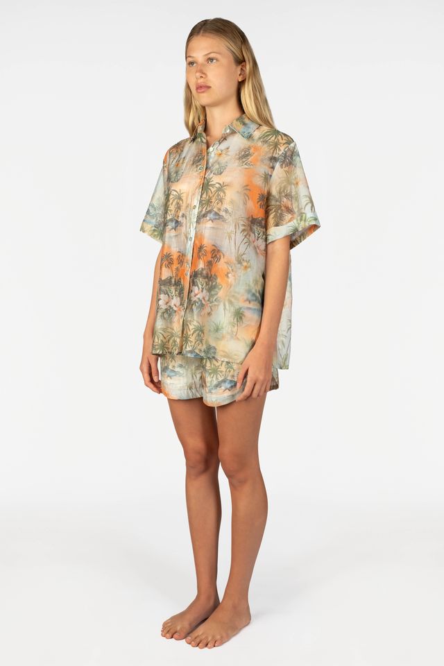 Womens Hawaii Resort Wear - Jaxsea Button Down Shirt - Tropique