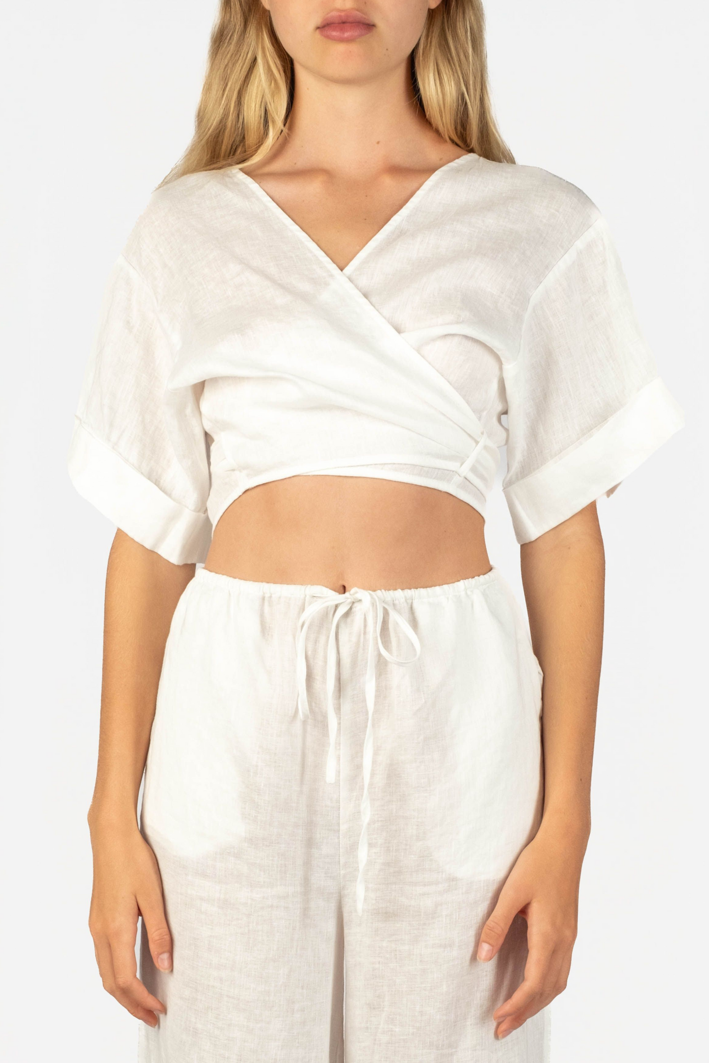 Women's Hawaii Resort Wear - Jaxsea Linen Wrap Top - White