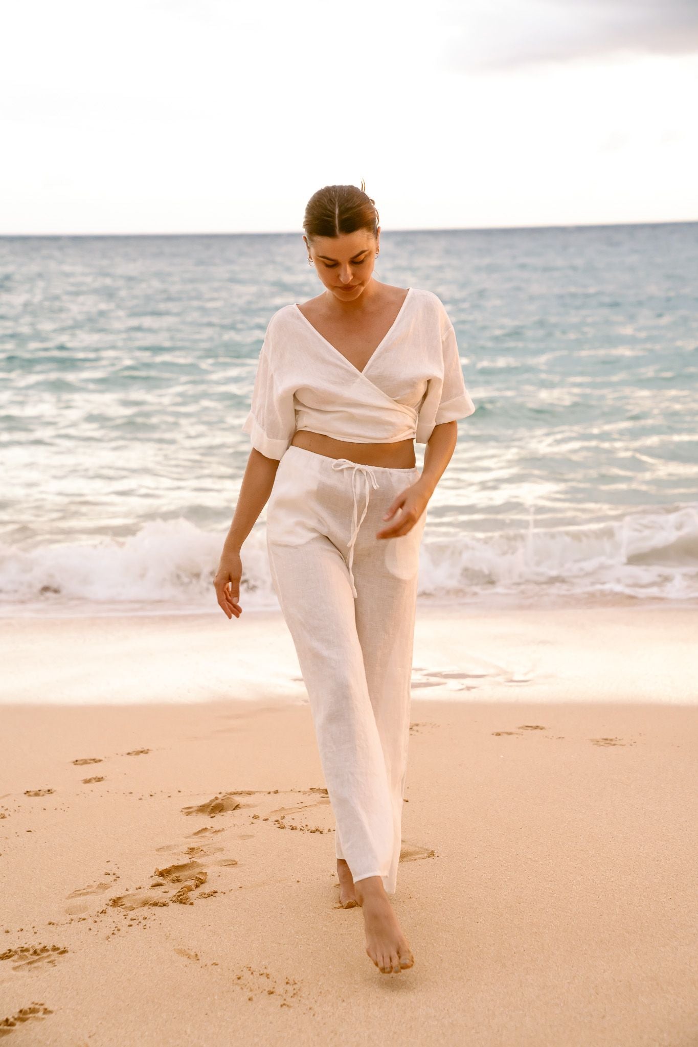 Women's Hawaii Resort Wear - Jaxsea Linen Wrap Top - White