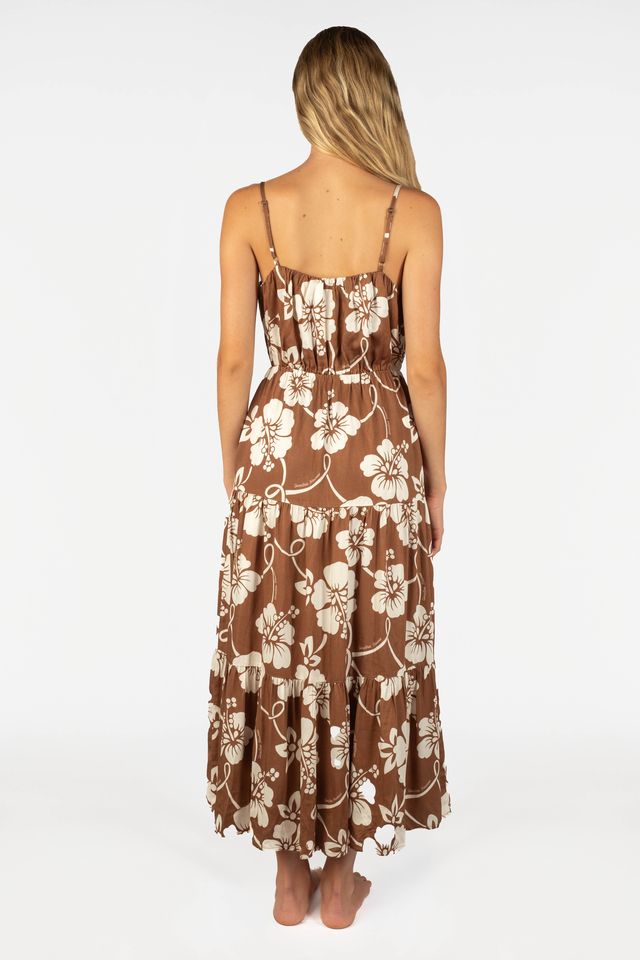 Women's Hawaii Resort Wear - Jaxsea Tiered Maxi Dress - Heritage Brown
