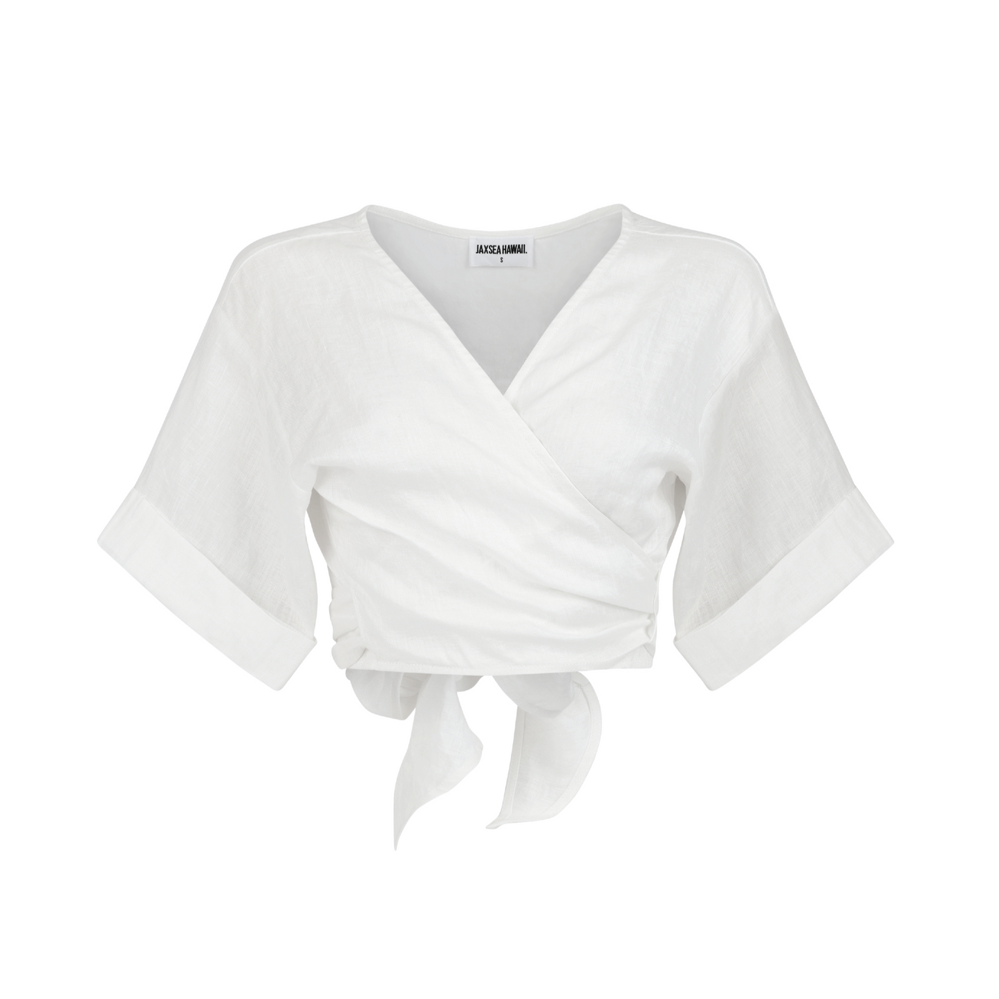 Linen Wrap Top - White