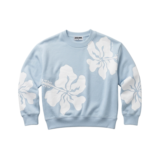 Hibiscus Crew- Powder Blue