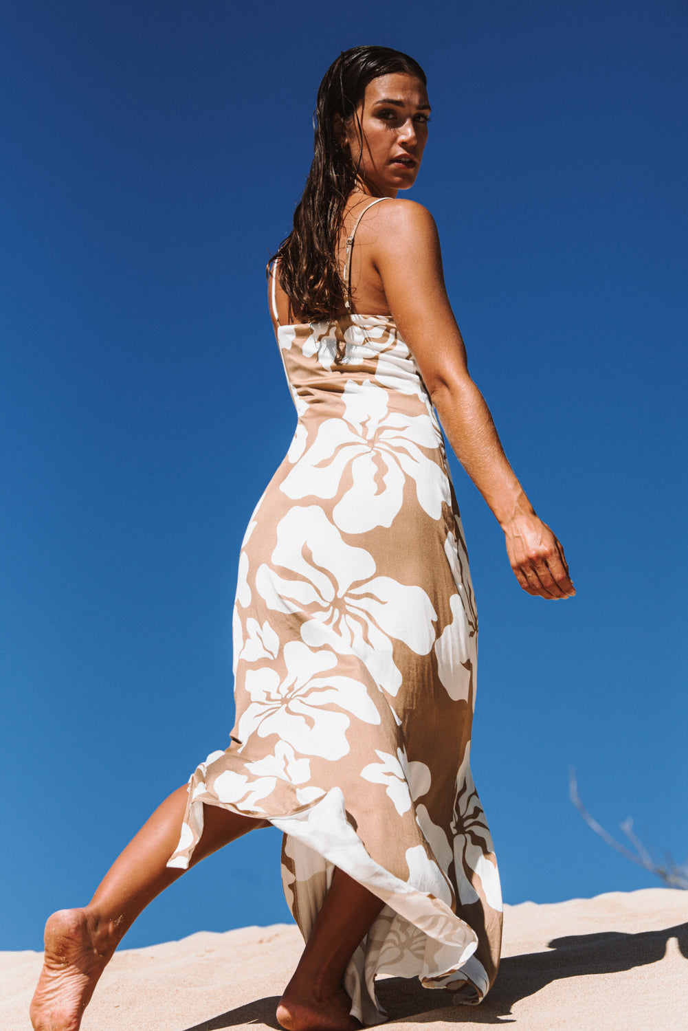 JAXSEA HAWAII SLIP MAXI DRESS HAZE. DESIGNED IN HAWAII.