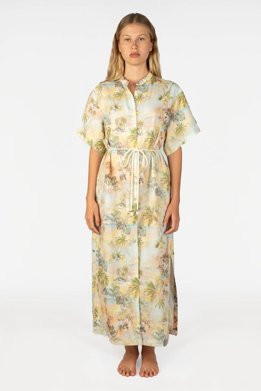 Women Hawaii Resort Wear - Jaxsea Button Down Maxi Dress - Tropique