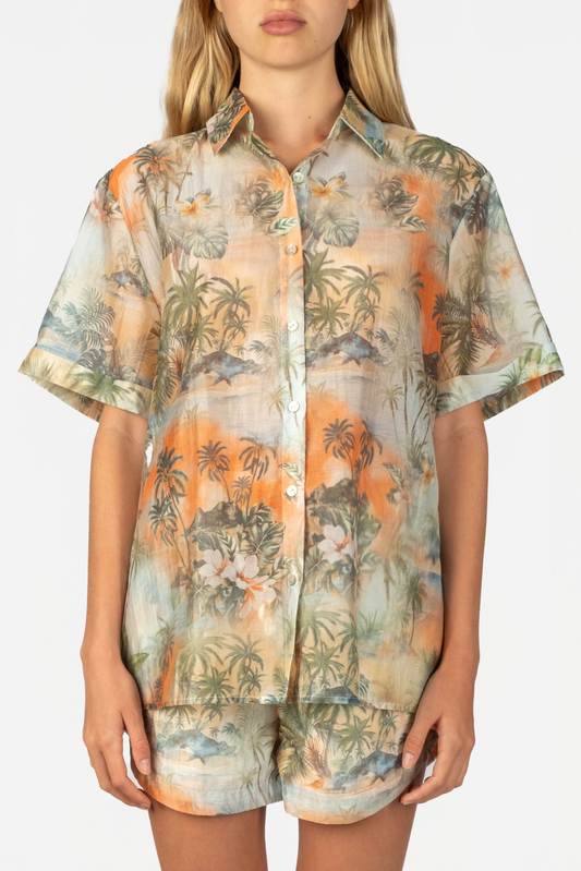 Womens Hawaii Resort Wear - Jaxsea Button Down Shirt - Tropique