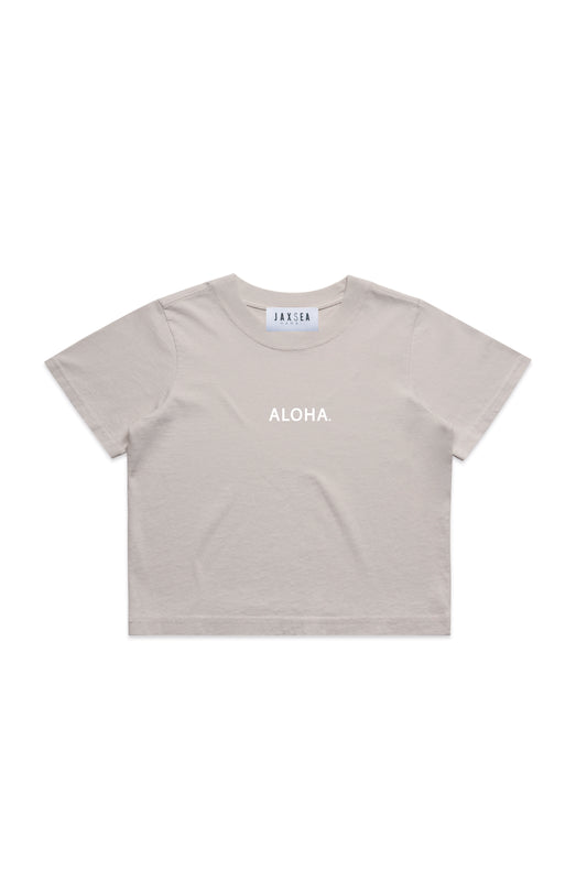 Mini Aloha Lux Crop Tee- Faded Bone