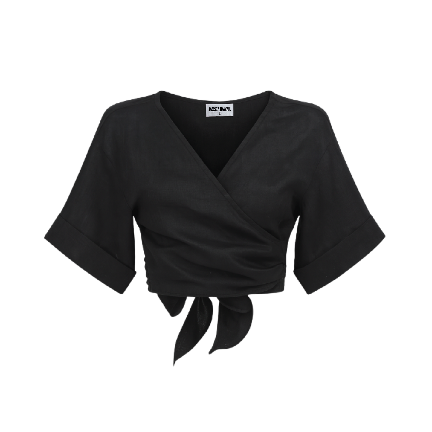 Linen Wrap Top - Black